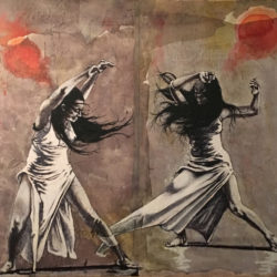 Le due lune danzanti 80x80 cm